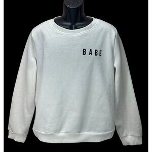 "Babe" Womens White Crewneck Sweatshirt XL NWT